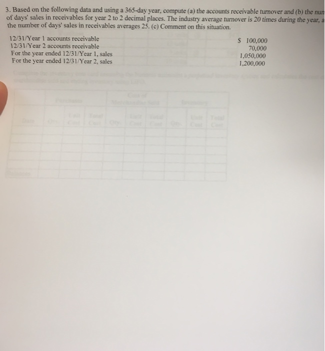  3. Based on the following data and using a 365-day year,