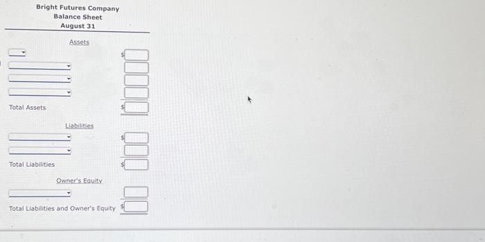 Company, prepare a balance sheet in report form as of August a1.