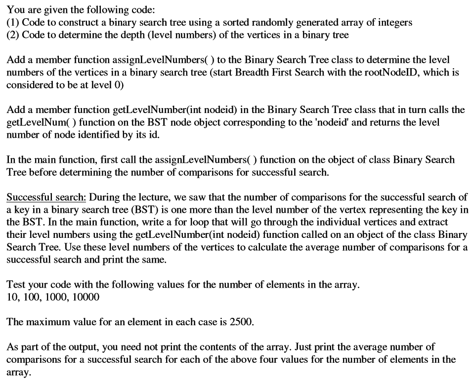  Code to construct a binary search tree using a sorted randomly