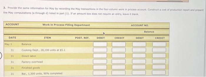 the beginning of the filing process. The inventory of Work In Process-Filling