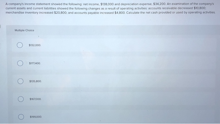 and current liabilities showed the following changes as a result of operating