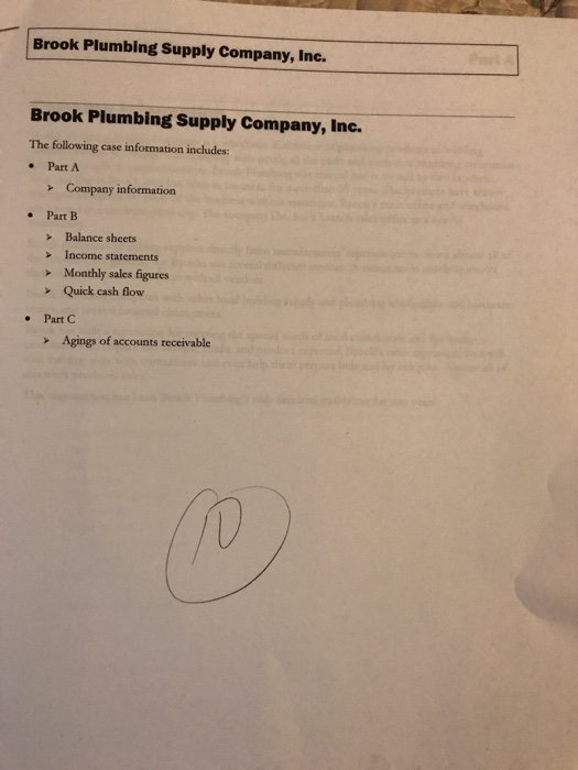 above and use the information provided in Brook Plumbing Supply Company, Inc,