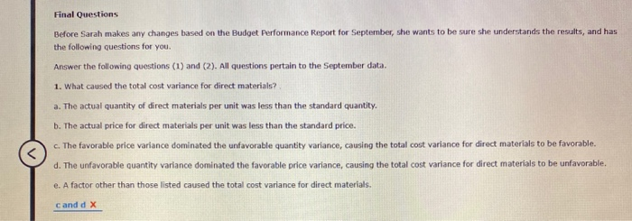 Purpose Shoe Company for September using the techniques you taught her. She