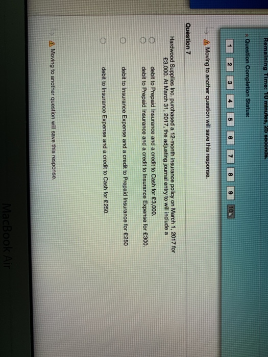  Romaining Time: 10 minutos, 25 seconds. Question Completion Status: 1 3