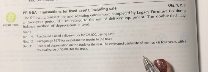  $86, JUL GENERAL LEDGER Obj. 1, 2, 3 PR 9-5A Transactions
