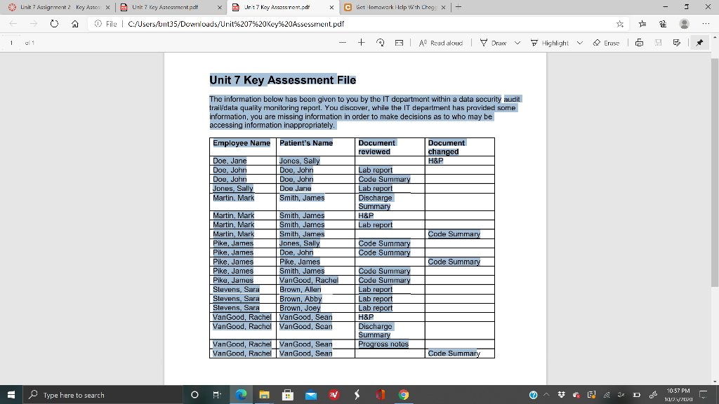 Assignment Description: The information in the attached file below has been given