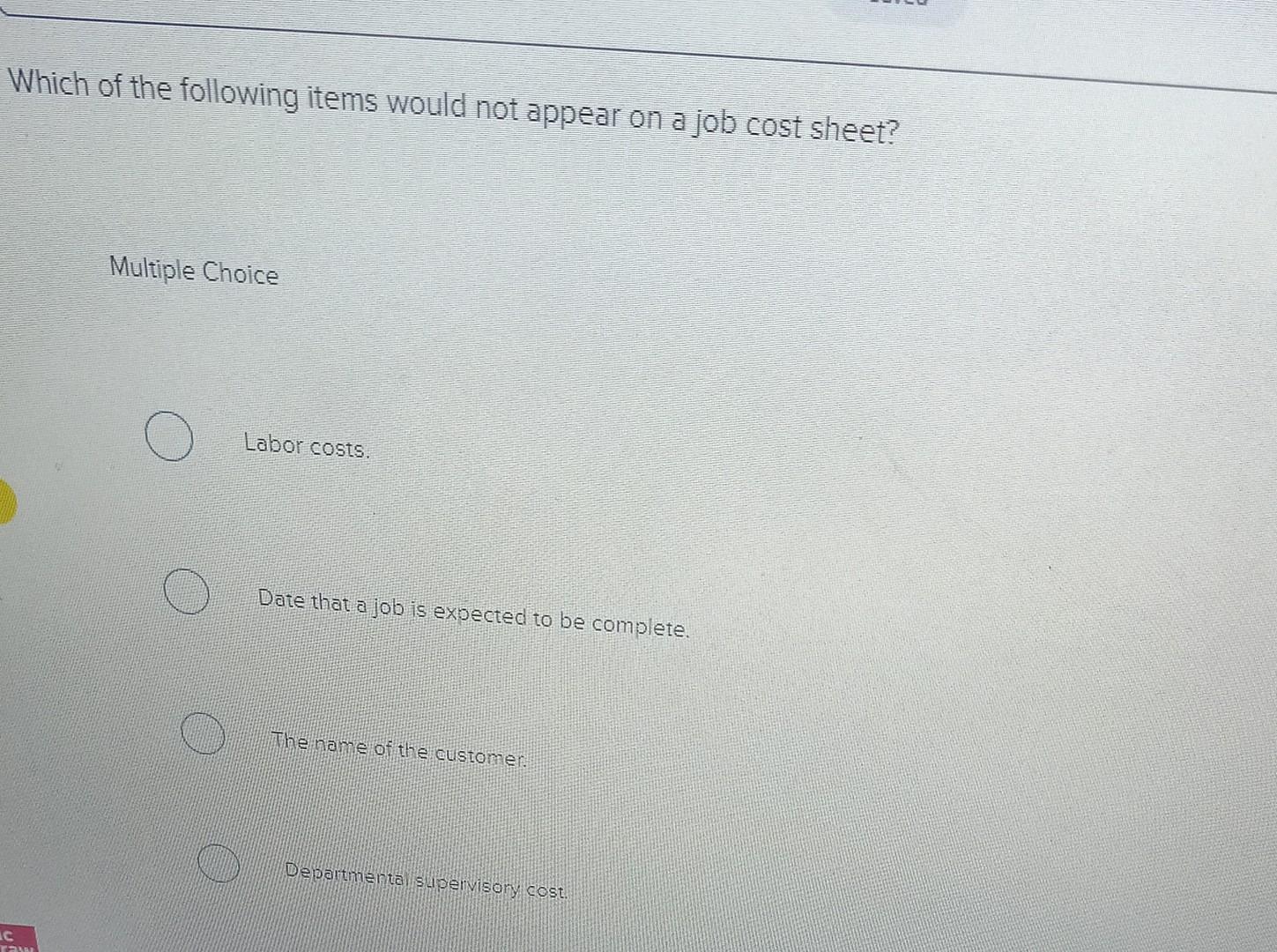 on this information alone Blue using a Multiple Choice job order cost