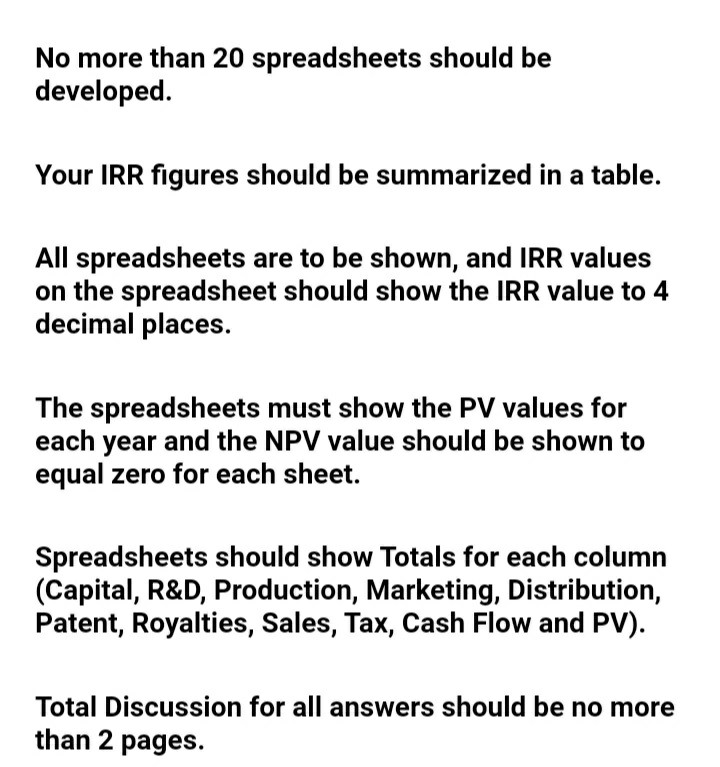 on the IRR be if an extra 1 year basic R&D was