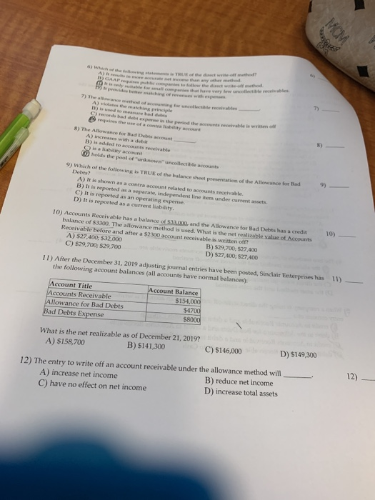  6) Which d the tolloing statements is TRUE ef the direct