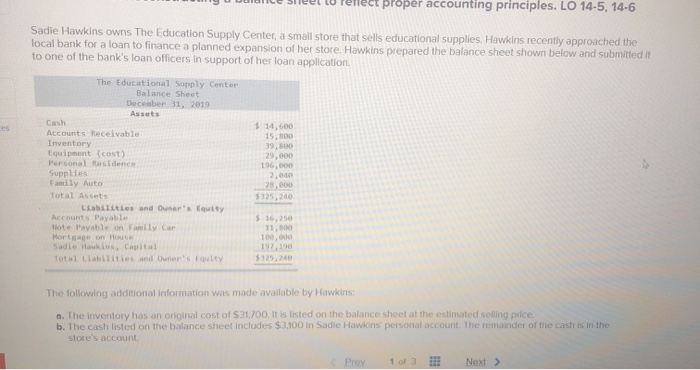  y u Dunce sheet Perlect proper accounting principles. LO 14-5, 14-6