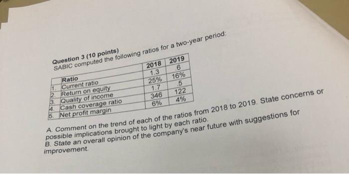 i need the help to dolve it 2019 Question 3 (10 points)