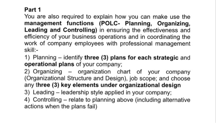  Part 1 You are also required to explain how you can