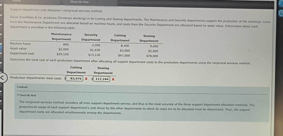  Show Me How Support department cost allocation-reciprocal services method department is