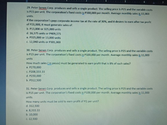 Subtitle Paragraph 1 26. Peter Senen Corp. produces and sells a single