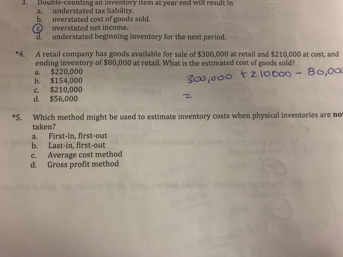 show working and solve questions 4 & 5 3. Double-counting an inventory