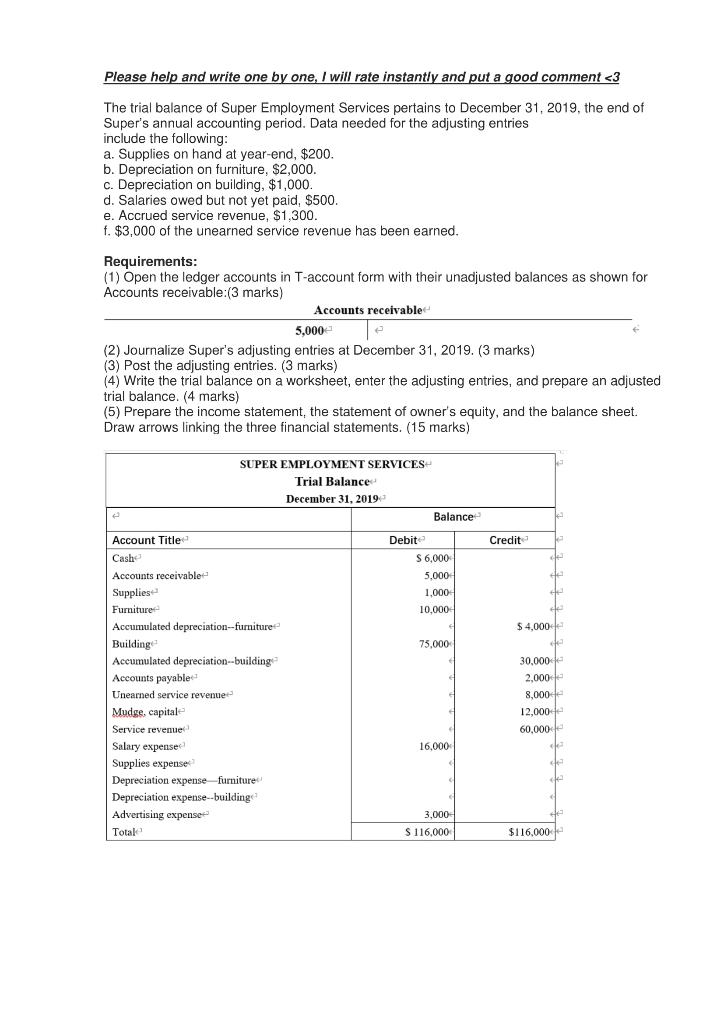  Please help and write one by one, I will rate instantly