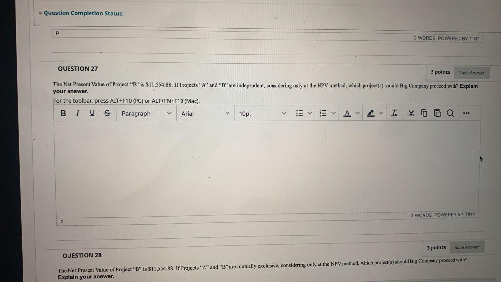 Question Completion Status: P O WORDS POWERED BY TINY QUESTION 27