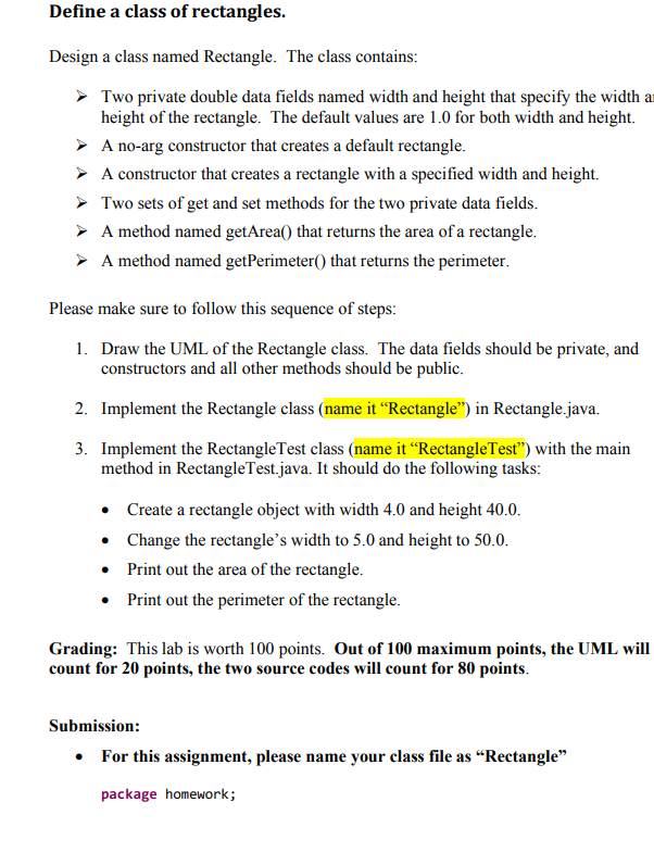  Define a class of rectangles. Please name your test program as