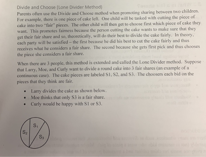 dividing items is fair. Justify your choices (explain your reasoning). this is