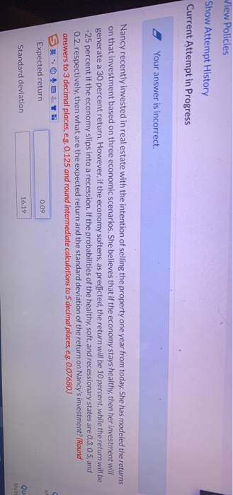  View Policies Show Attempt History Current Attempt in Progress Your answer