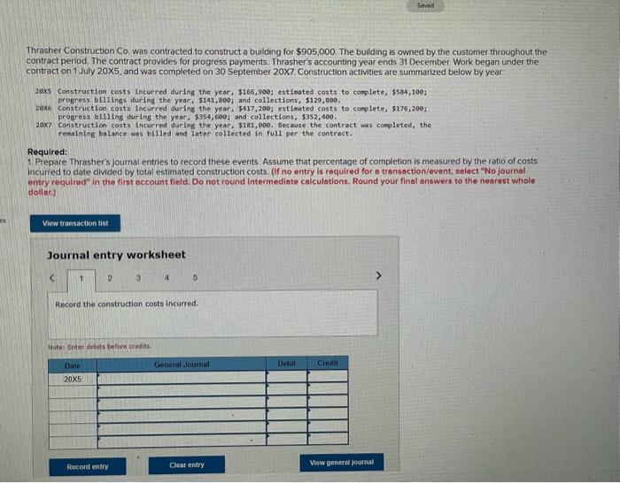 please answer asap Thrasher Construction Co, was contracted to construct a building