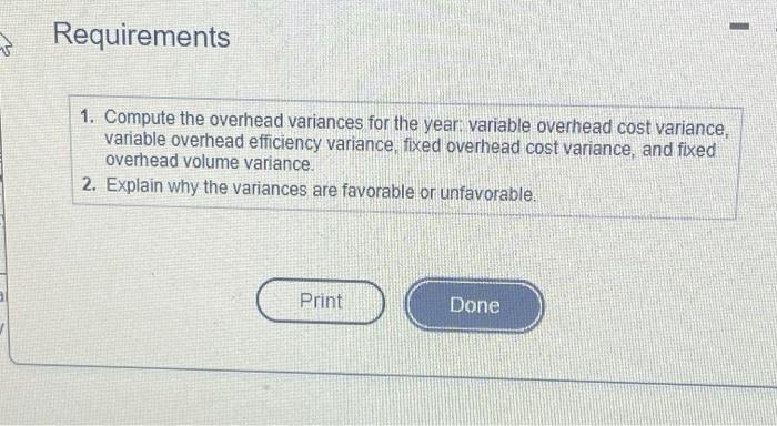 units Standard direct labor hours 0.027 hours per fender Print Done Bargain