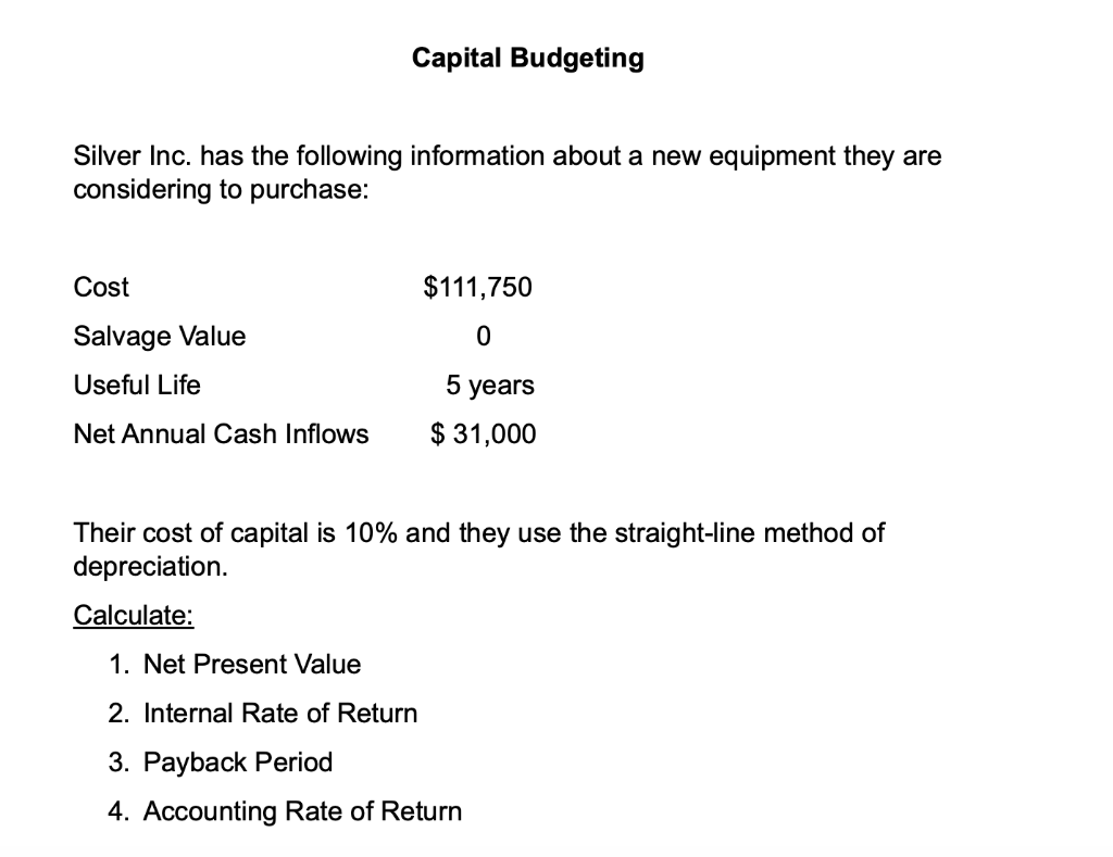 AJ Inc. is contemplating the following investment: Assuming AJ Inc's cost of