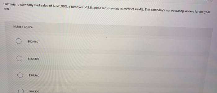 on investment (ROI) is: o 12.0% o 9.0% o 56.0% BR Company