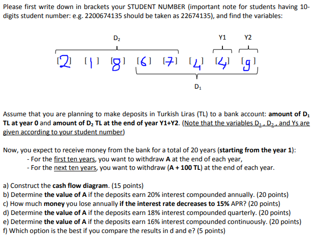  Please first write down in brackets your STUDENT NUMBER (important note