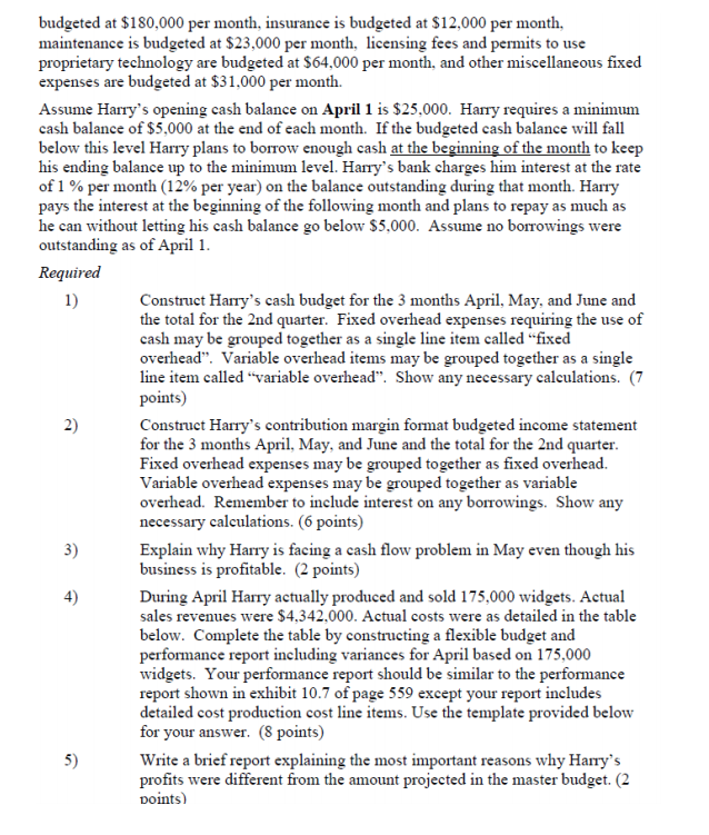 (Cash budget and Budget income statement) to answer #1 and #2. Please