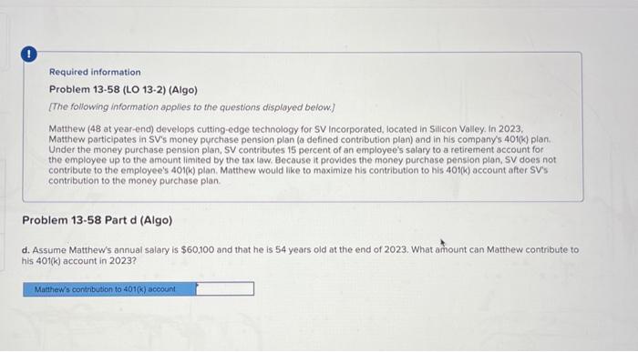 defined contribution plan) and in his company's 401(k) plan. Under the money