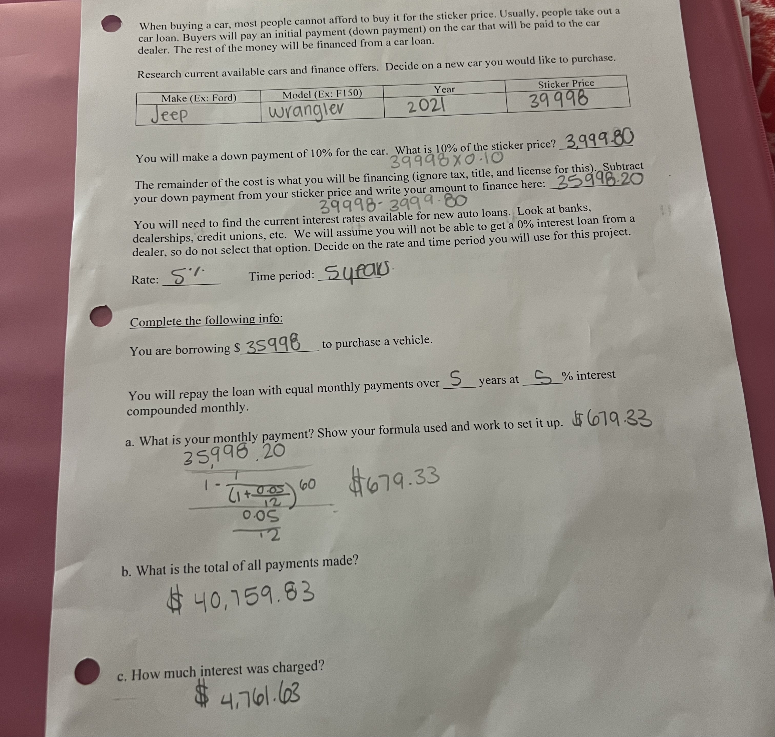 help on part D&E based on the front worksheet. Thank you When