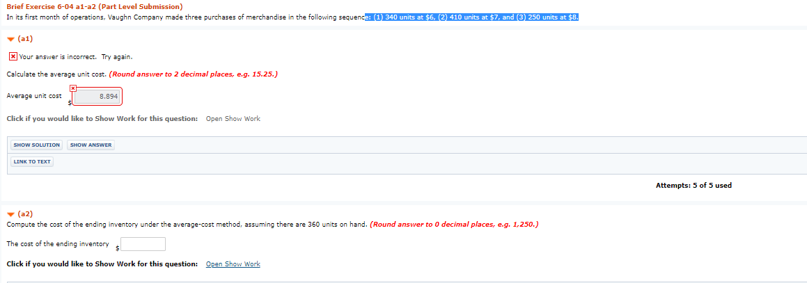  Brief Exercise 6-04 al-a2 (Part Level Submission) In its first month