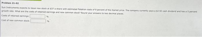 with estimuted flotation costs of 9 percent of the market price. The