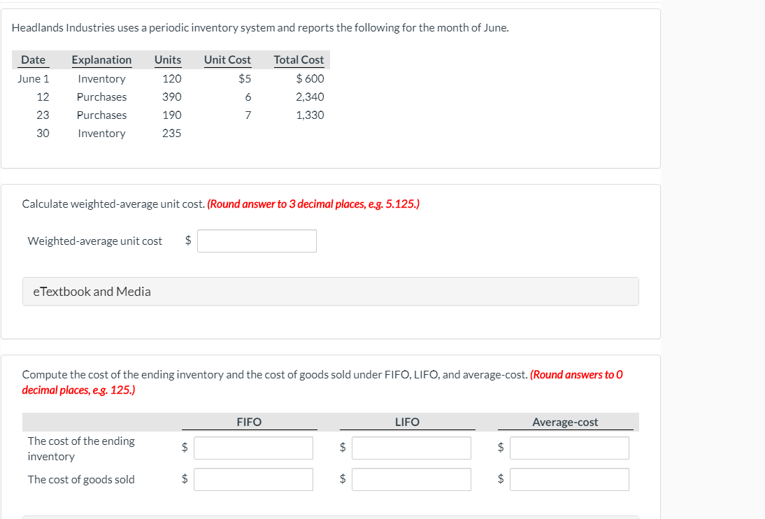 (1) 300 units at $4. (2) 400 units at $5, and (3)