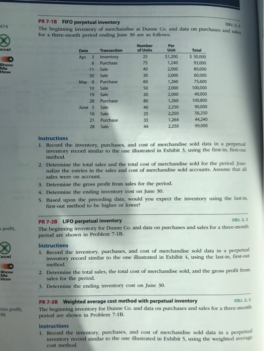  What are the solutions for this problem? PR 7-1B FIFO perpetual