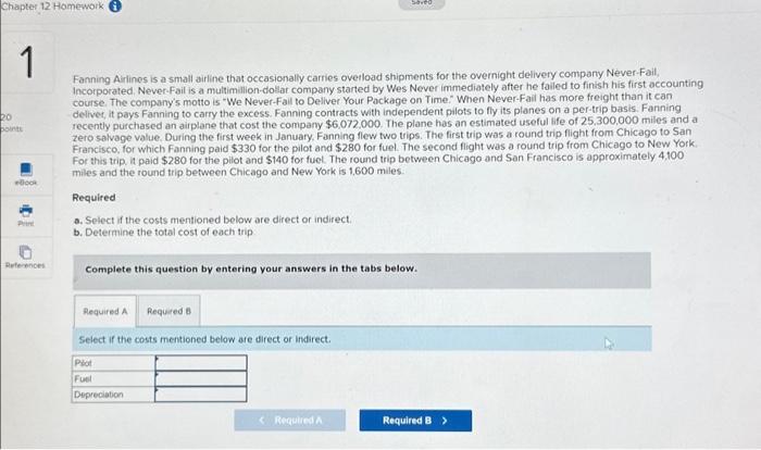  Chapter 12 Homework i 1 20 points eBook Print References Fanning