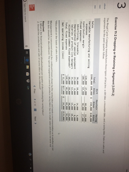  3 Exercise 11-2 Dropping or Retaining a Segment [L011-2) poany manufactures