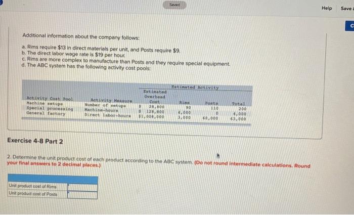 following information applies to the questions displayed below.] Performance Products Corporation makes