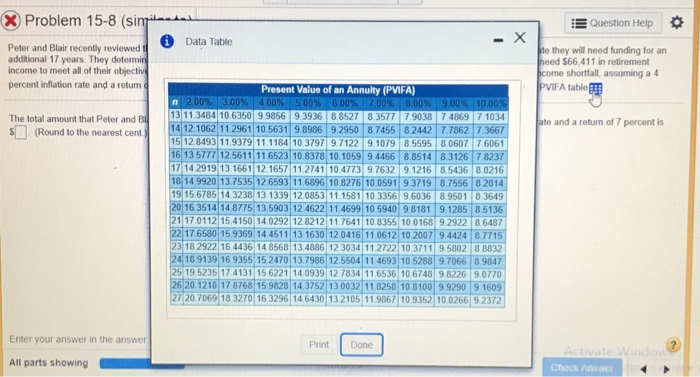 50 pts X Problem 15-8 (similar to) EQuestion Help Peter and Blair