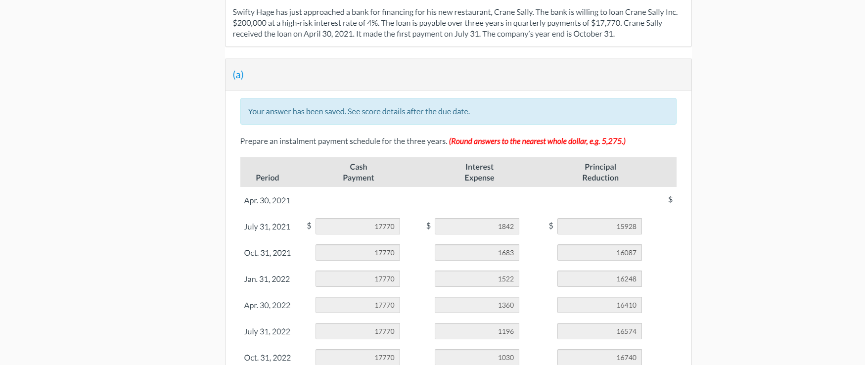 ONLY ANSWER THE PART E Swifty Hage has just approached a bank