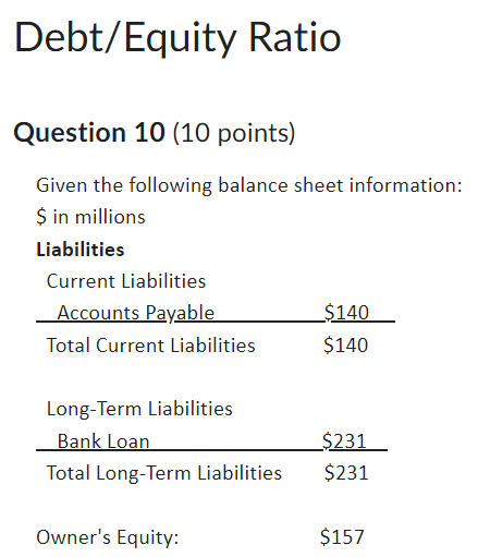  Debt/Equity Ratio