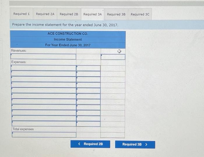 year ACE CONSTRUCTION CO. Unadjusted Trial Balance June 30, 2017 No. Account