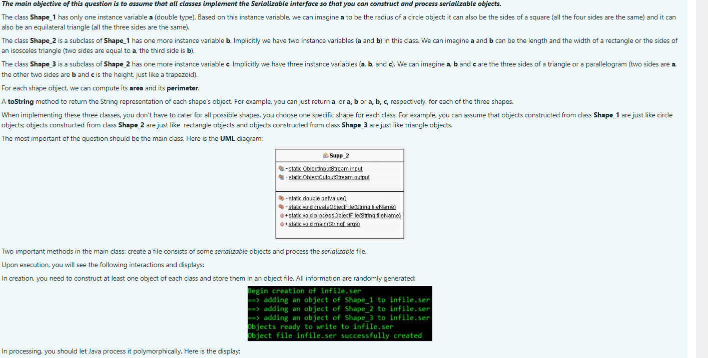 Inheritance, exception handling and object file processing The following UML diagram shows