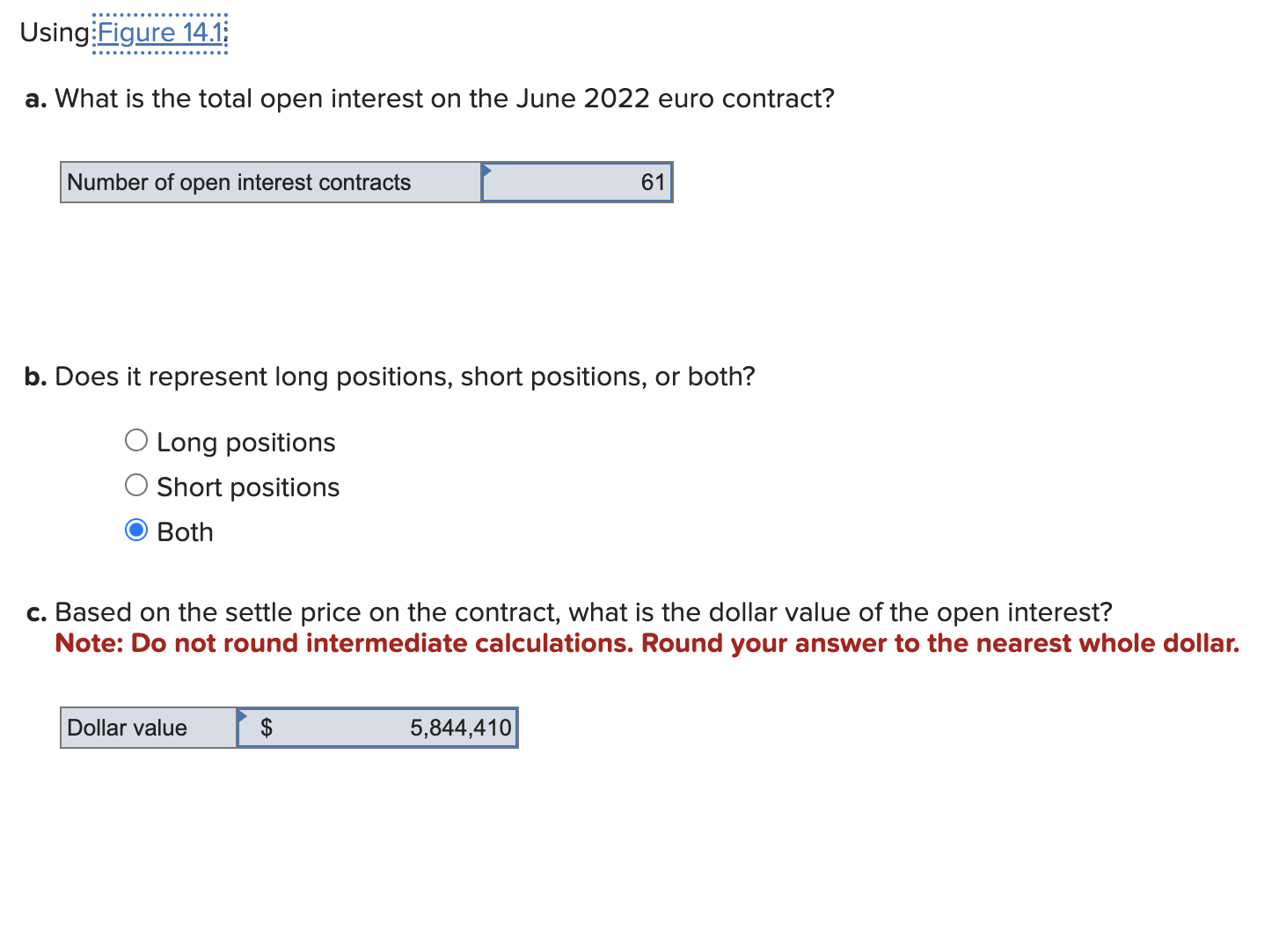  Using:Figure 14.1: a. What is the total open interest on the