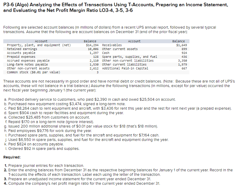 Please explain step by step. Thank you P3-6 (Algo) Analyzing the Effects