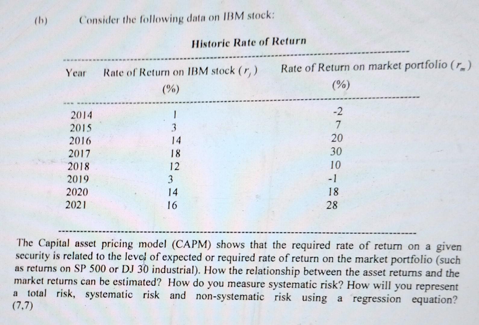 please solve for total risk, systematic risk and non-systematic risk using regressions