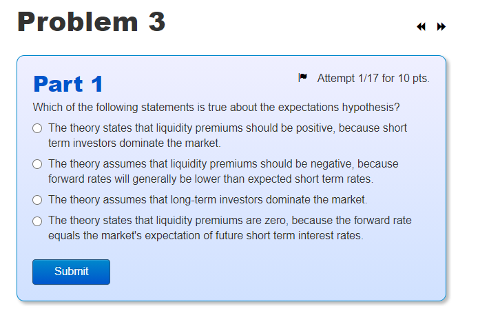 Problem 3 Part 1 Attempt 1/17 for 10 pts. Which of