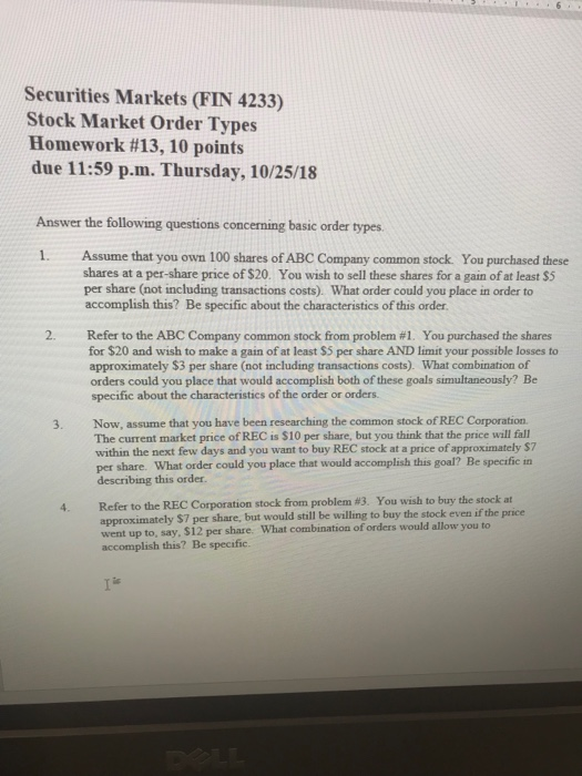  All in excel with formulas please. FIN 4223 homework # 13