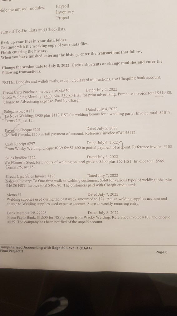  Hide the unused modules: Payroll Inventory Project Turn off To-Do Lists